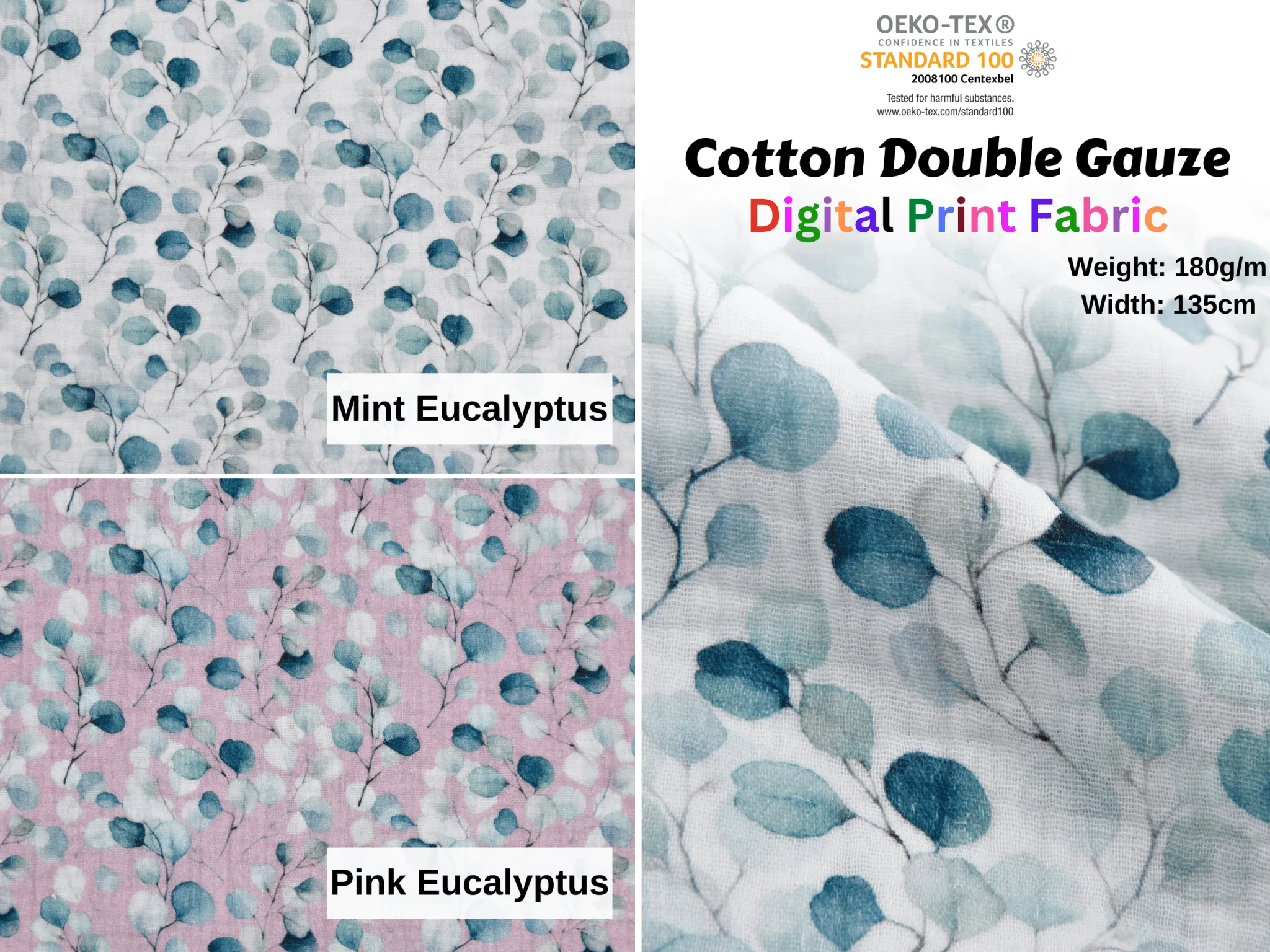 100% Cotton Double Gauze /Muslin Digital Prints Fabric -6570