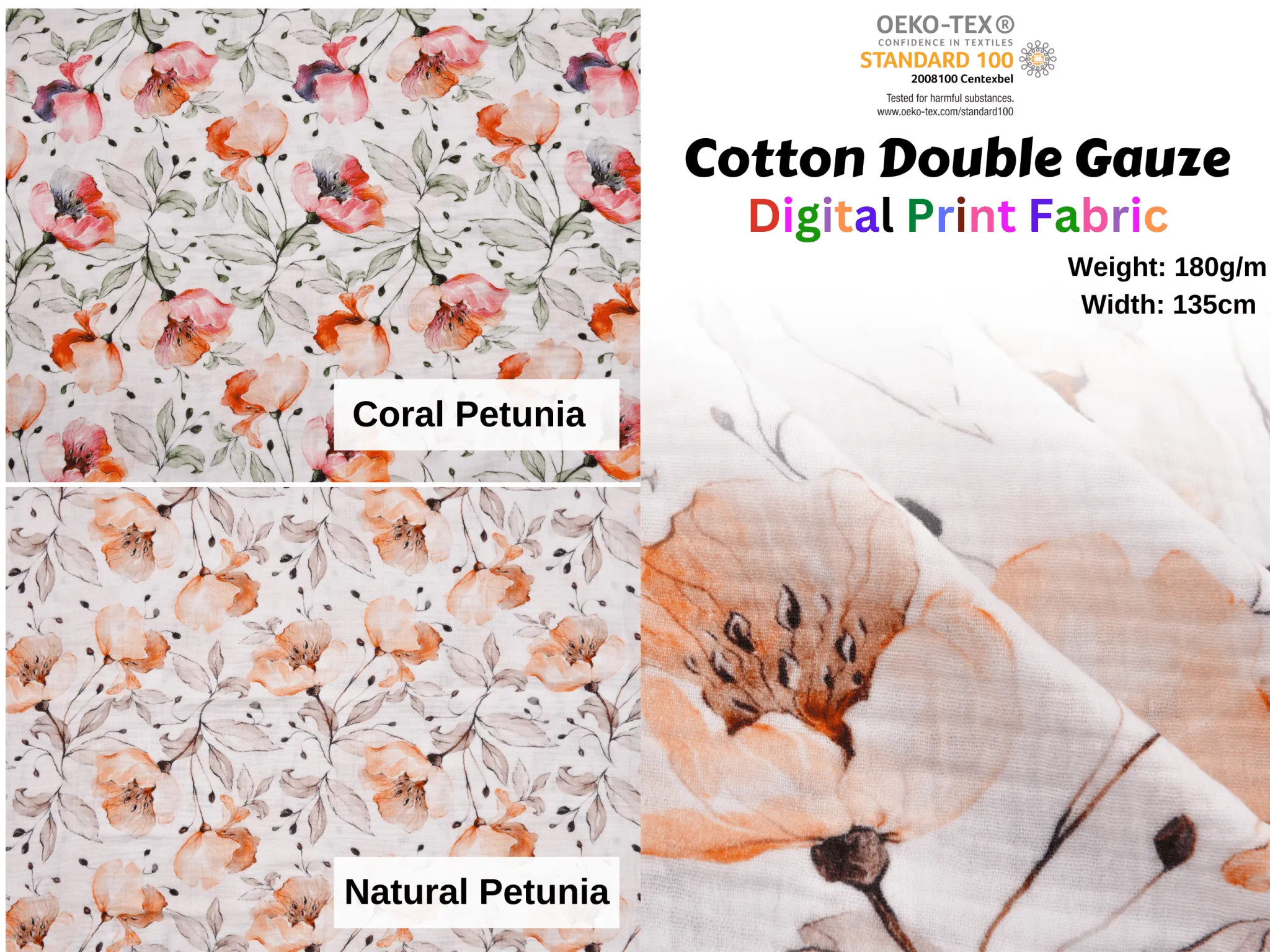 100% Cotton Double Gauze /Muslin Digital Prints Fabric -6570