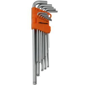 13 Piece SAE Extra Long High-Torque Hex Key Set, 0.05" - 3/8"