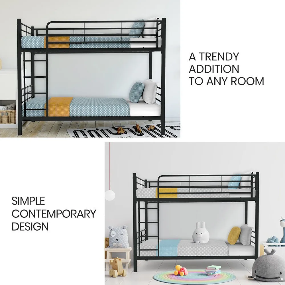 2-in-1 Single Metal Bunk Bed Frame - Dark Matte Grey