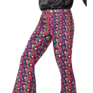 60s Psychedelic Cnd Flared Trousers Mens Adult Multi