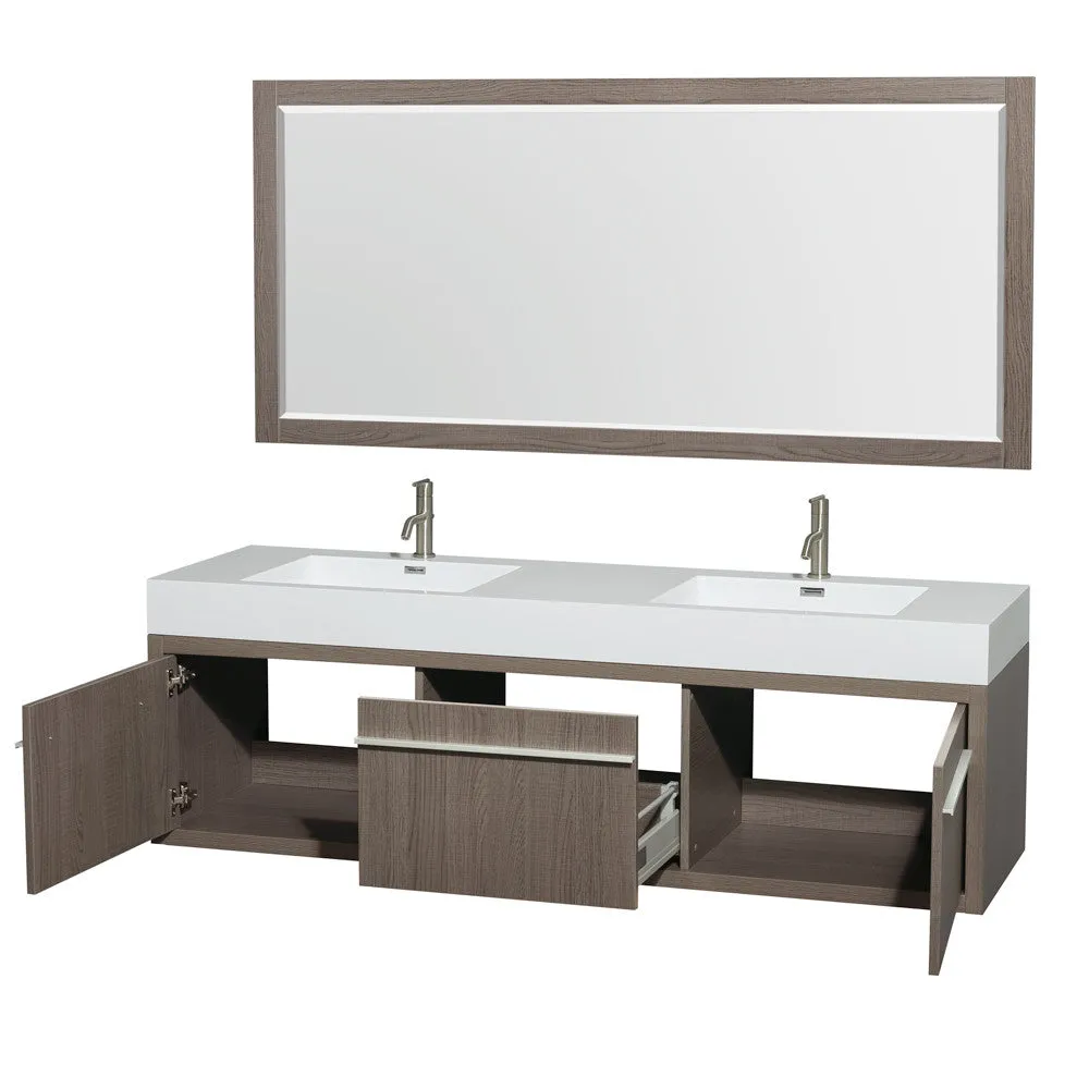 Axa 72 inch Double Bathroom Vanity Set in Gray Oak