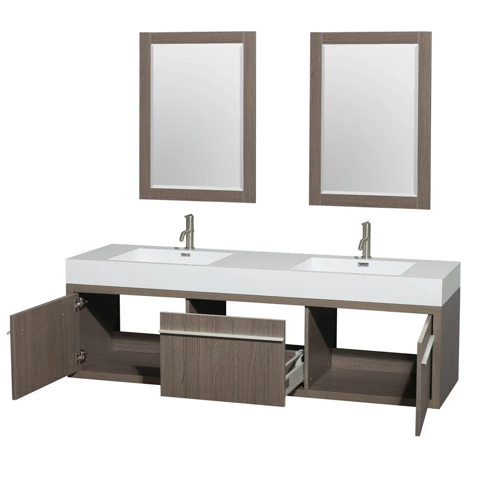 Axa 72 inch Double Bathroom Vanity Set in Gray Oak