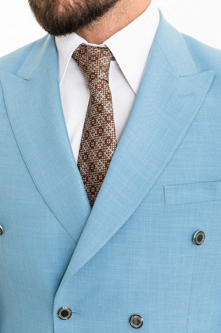 Bojoni Torretta Slim Fit Blue Double Breasted Blazer