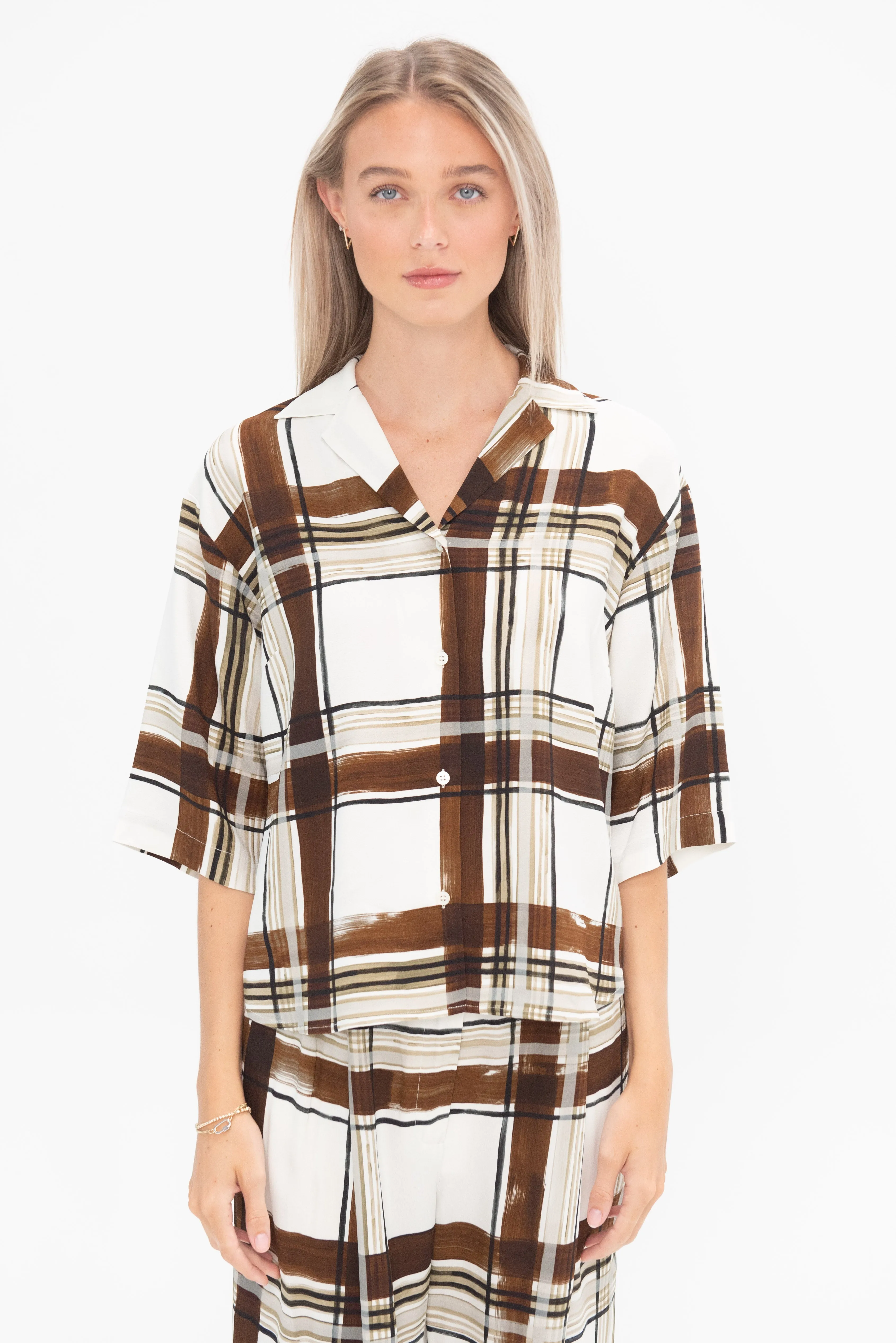 Button-Down Blouse, Brown