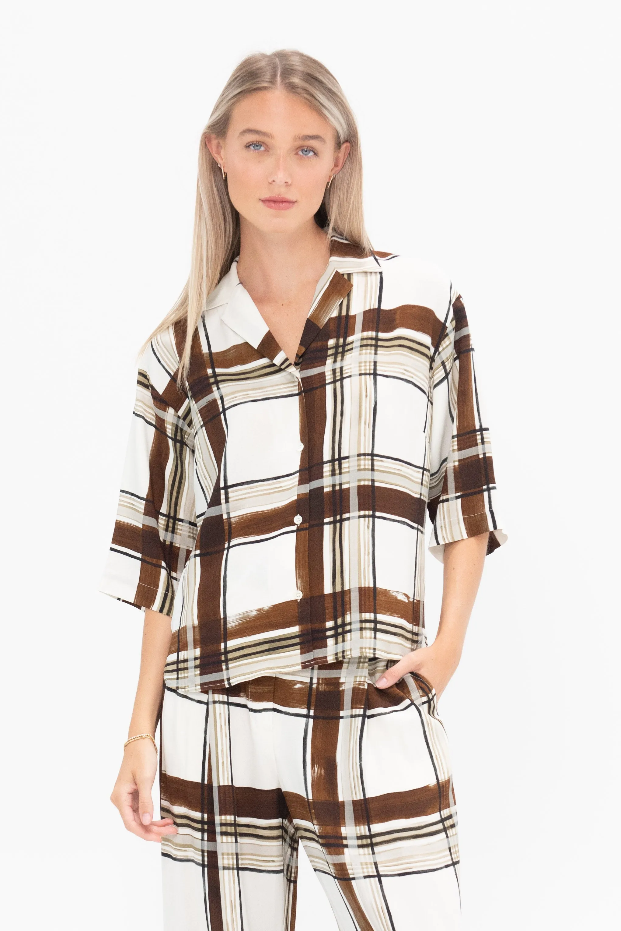 Button-Down Blouse, Brown