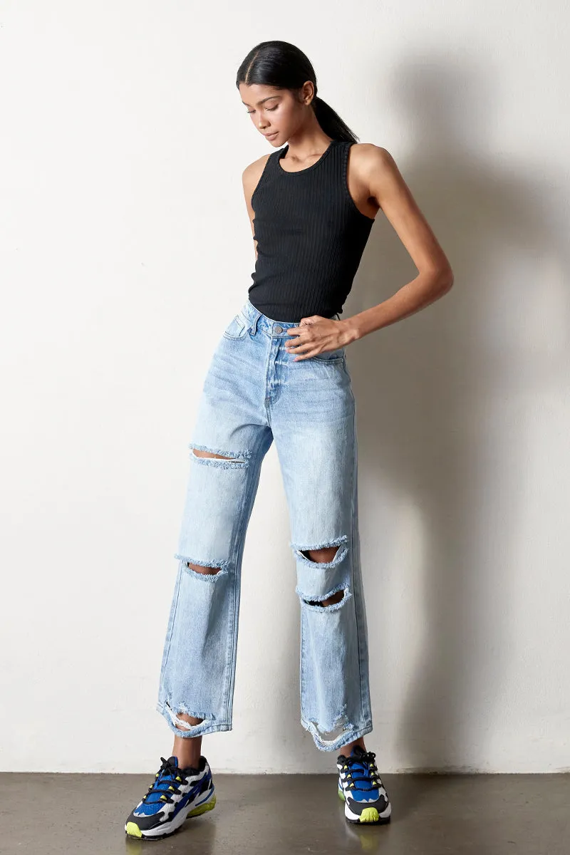 Destructed Straight Fit Jeans