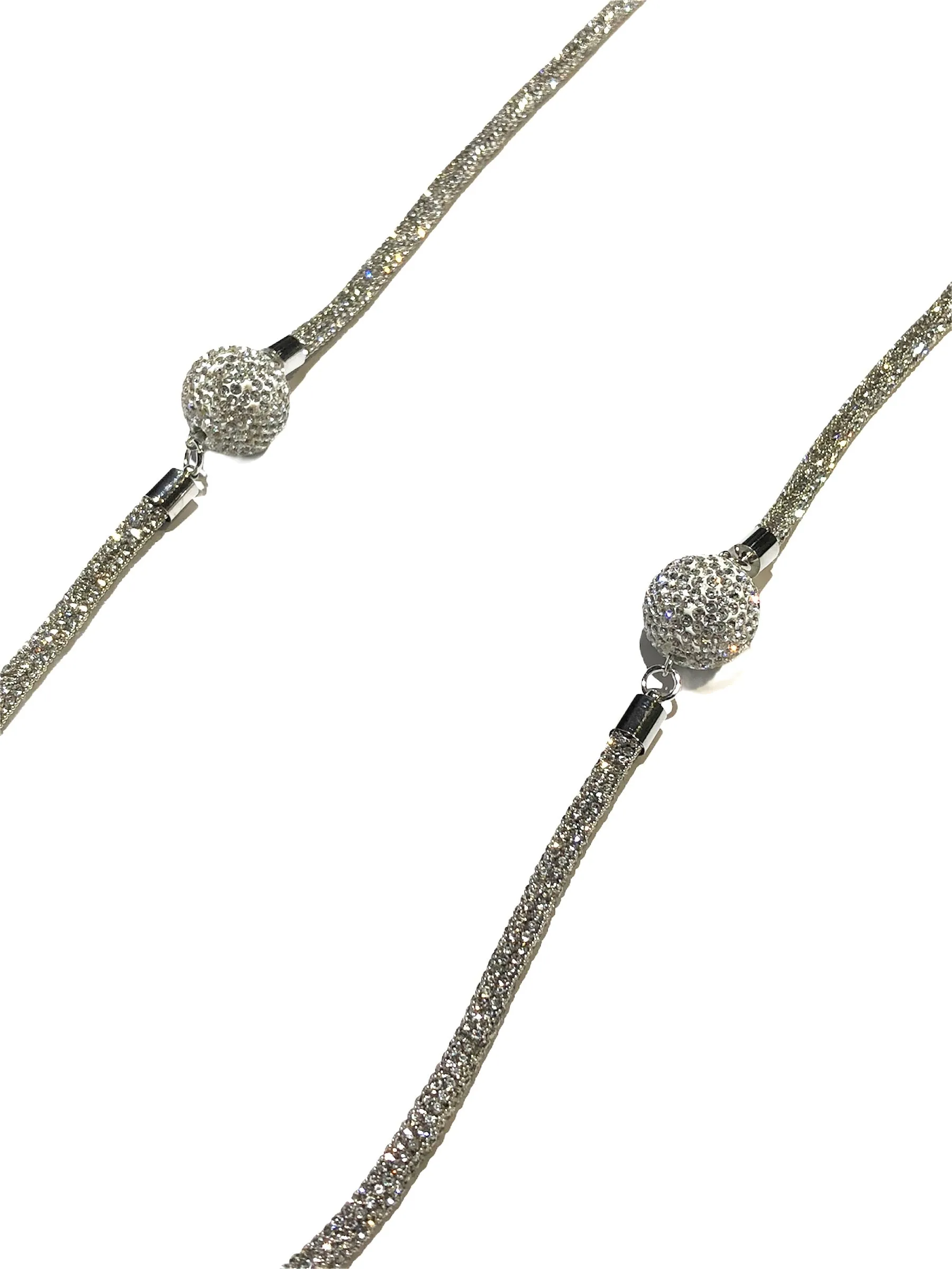 Diamante Ball shape long sparkly necklace