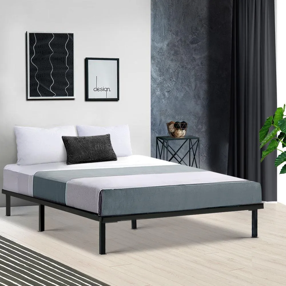 Double Package | Ted Metal Bed Black & Glay Bonnell Spring Mattress (Medium Firm)