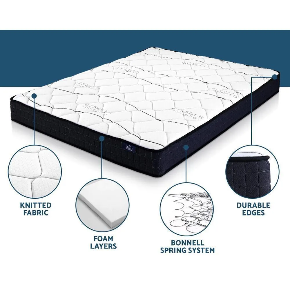 Double Package | Ted Metal Bed Black & Glay Bonnell Spring Mattress (Medium Firm)