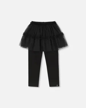 DPD Super Soft Leggings With Tulle Skirt in Black