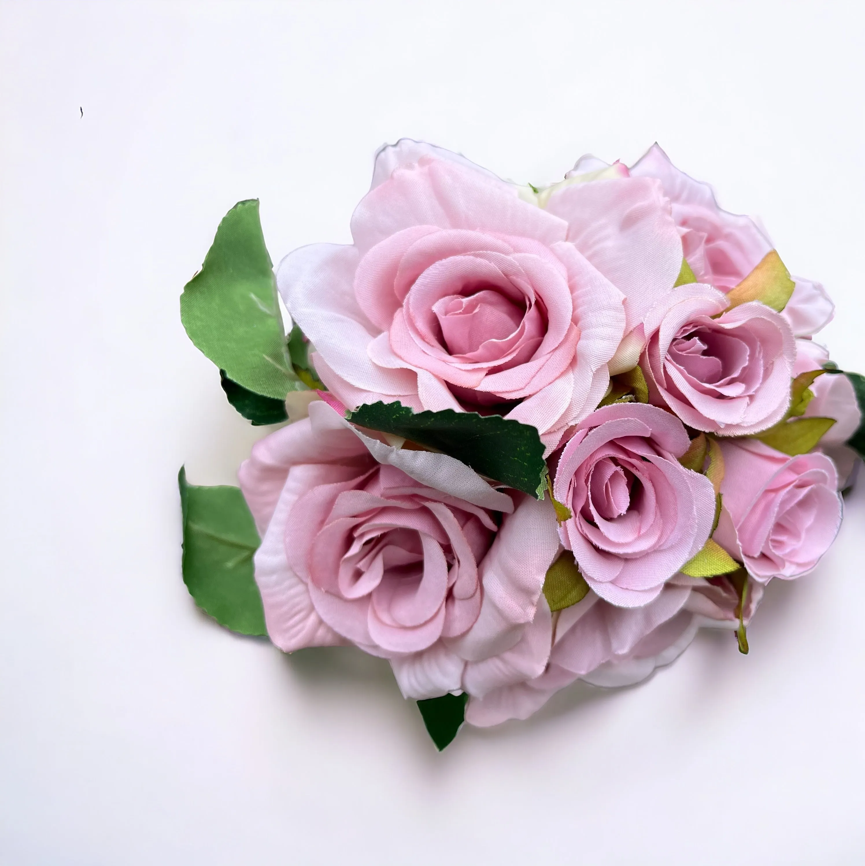 Dusty Pink Hand Tied Mini Artificial Silk Tea Rose Bouquet, Pink Rose Bouquet, Wedding, Bride Bouquet, Silk Roses, Bridesmaid, Flower Girl