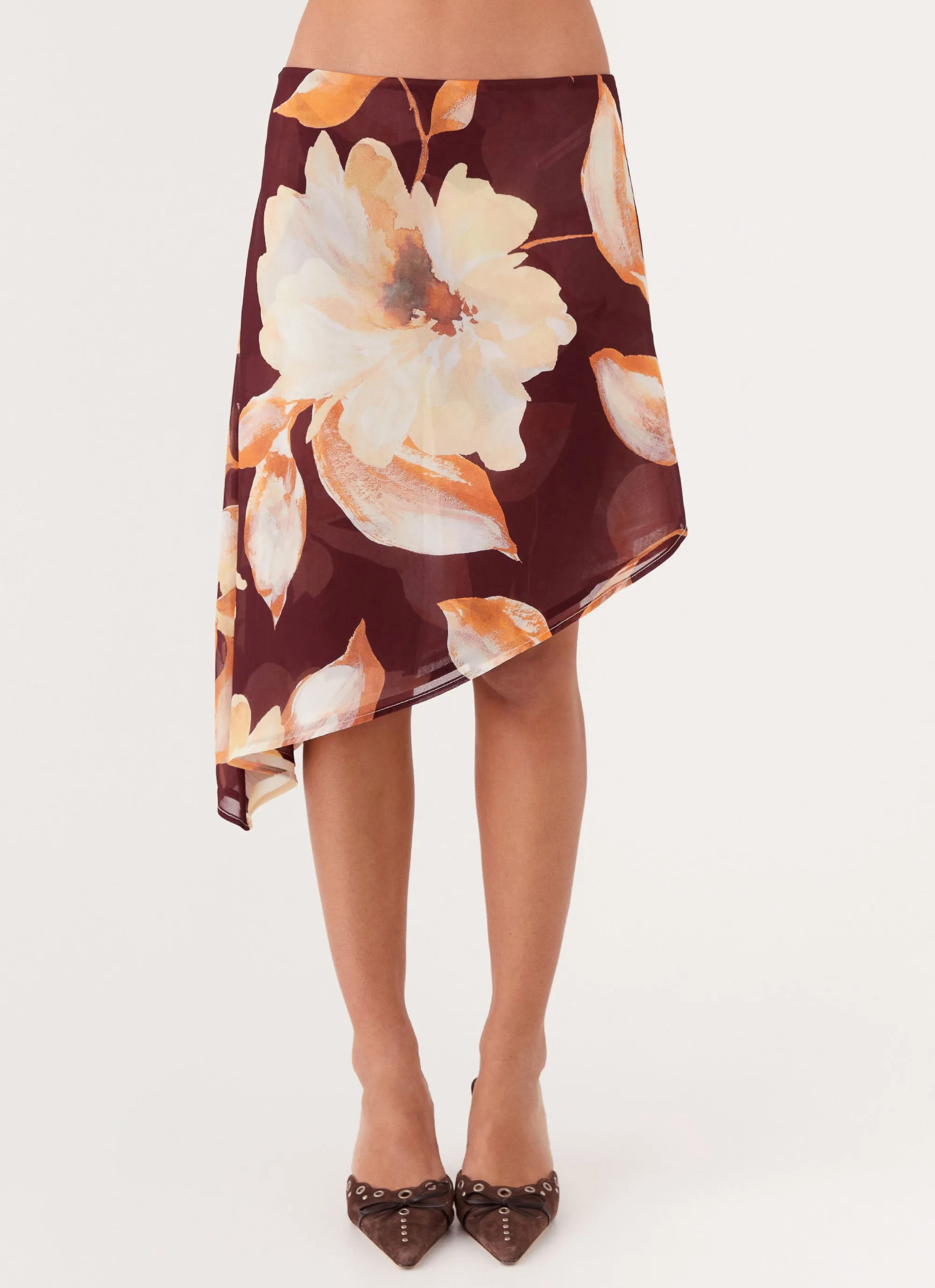 Elizabeth Midi Skirt - Brown Floral