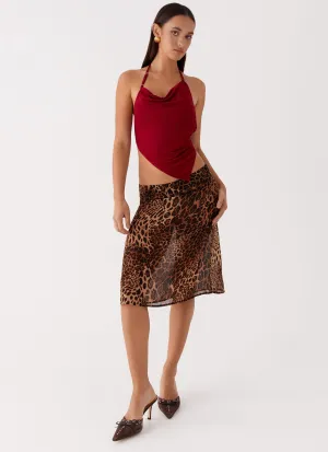 Evoke Chiffon Midi Skirt - Leopard