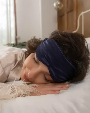 FEELITS 100% Royal Mulberry Silk. Natural Beauty Sleep Eye Mask- 22-momme Lapis Blue