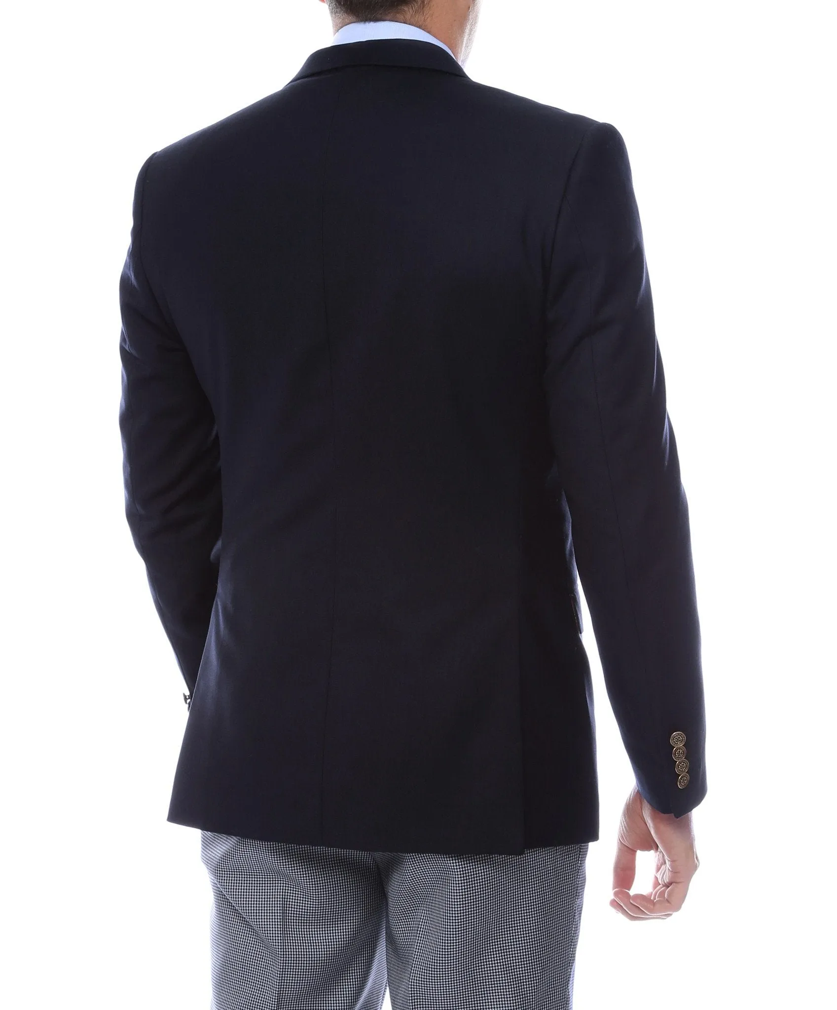 Finn Gold Button Slim Fit Navy Blazer