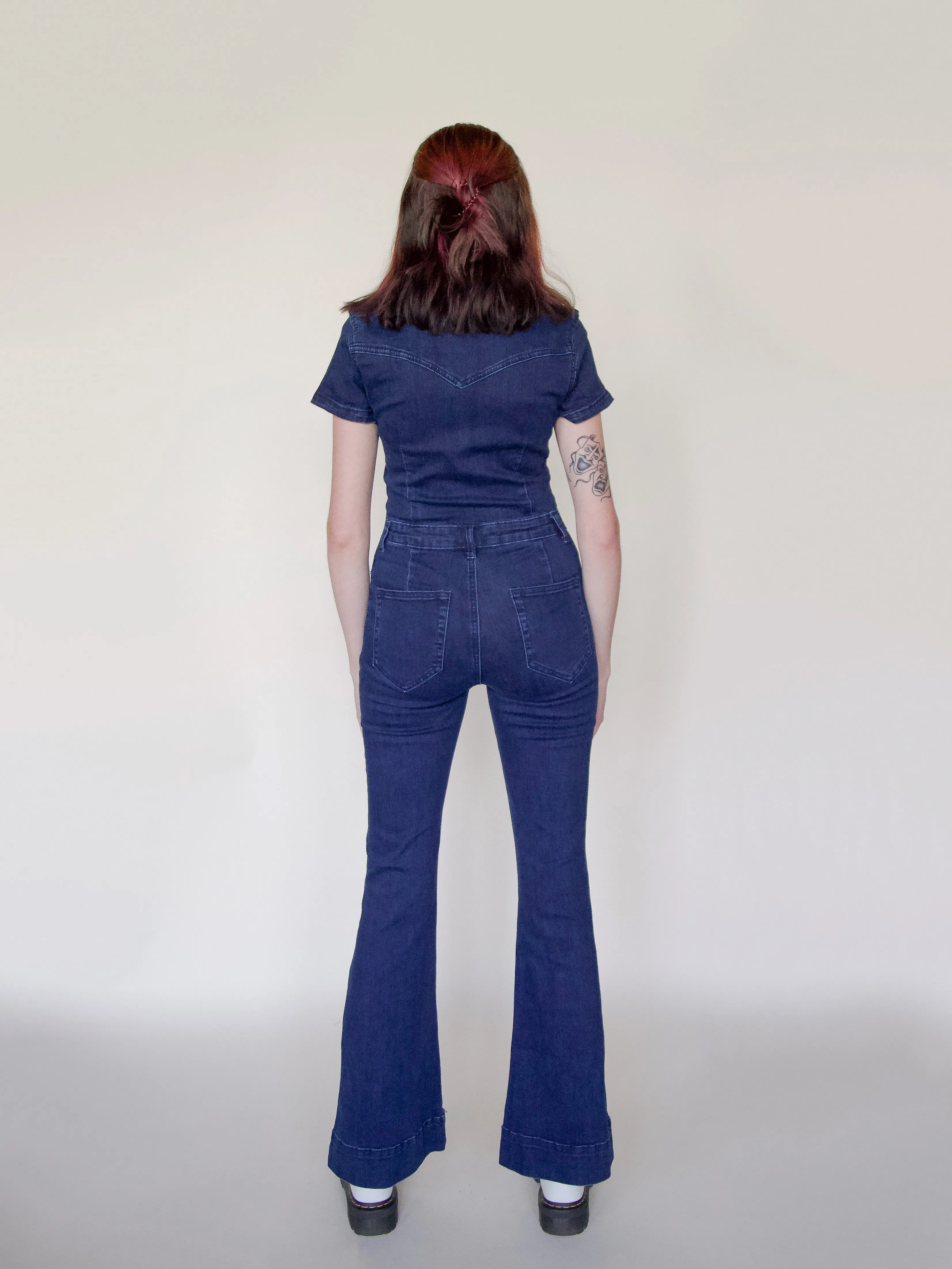 Flared Denim Jumpsuit