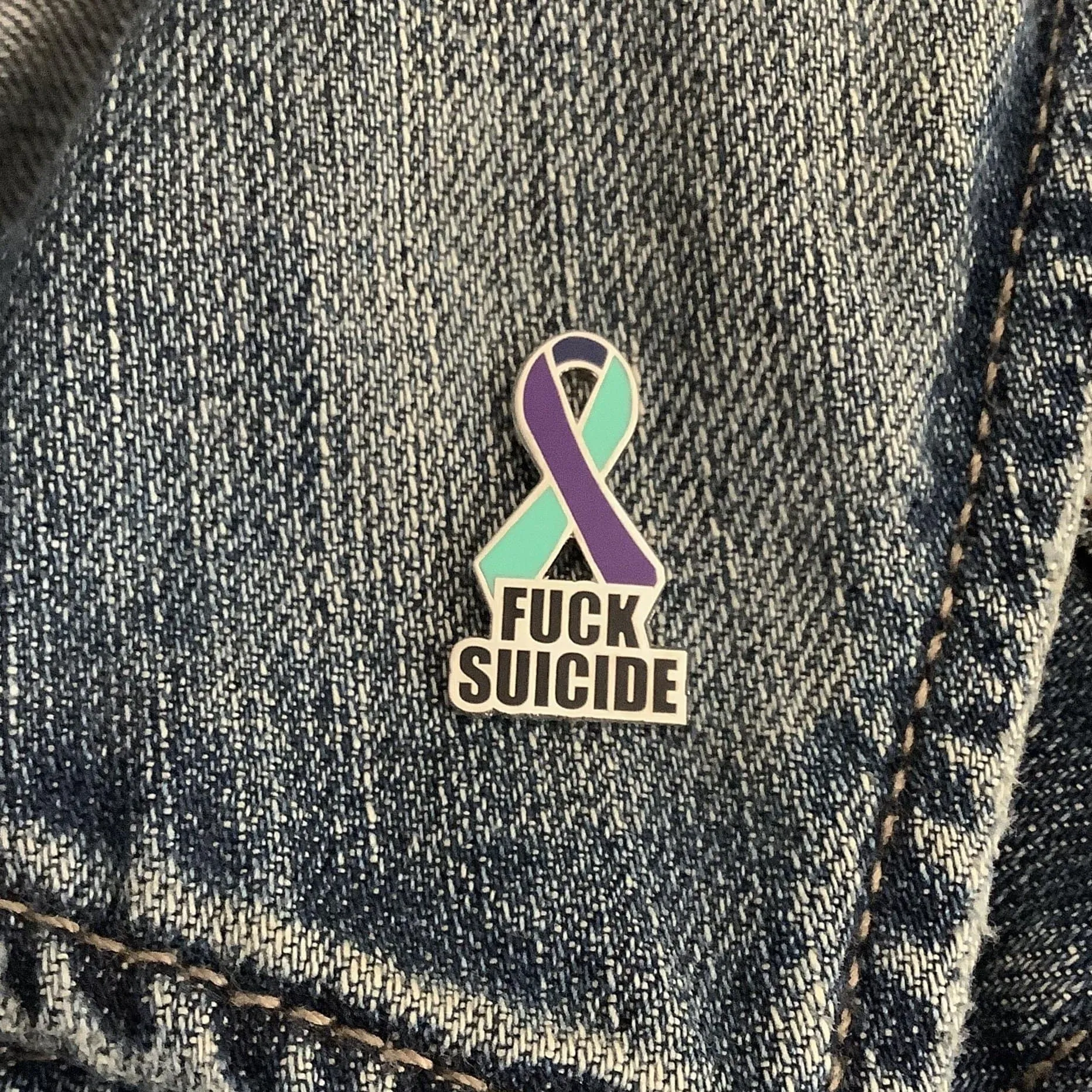 Fuck Suicide Ribbon Enamel Pin