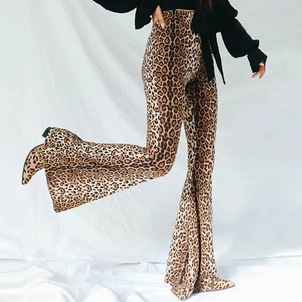 Leopard Flared Trousers