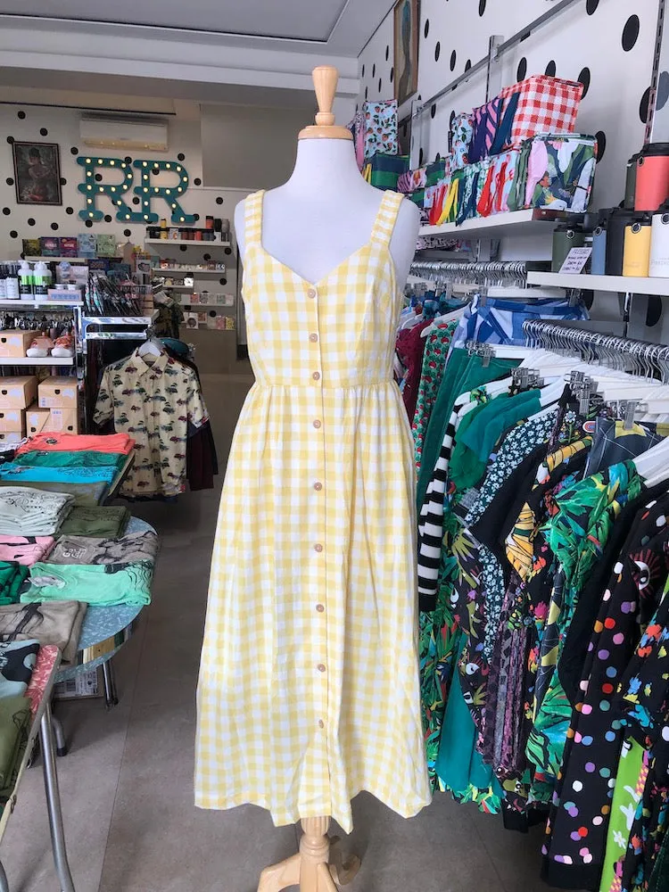 Louche Clover Check Sun Dress - Yellow