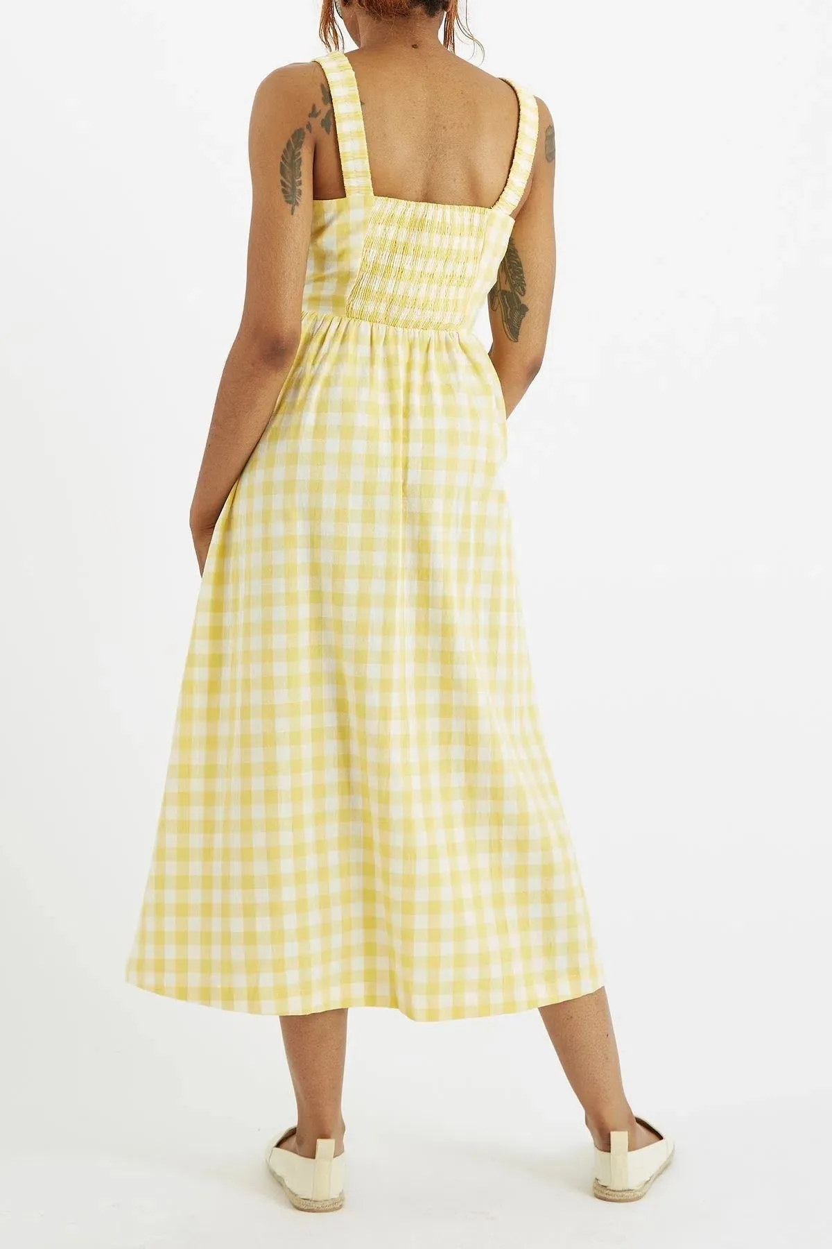 Louche Clover Check Sun Dress - Yellow