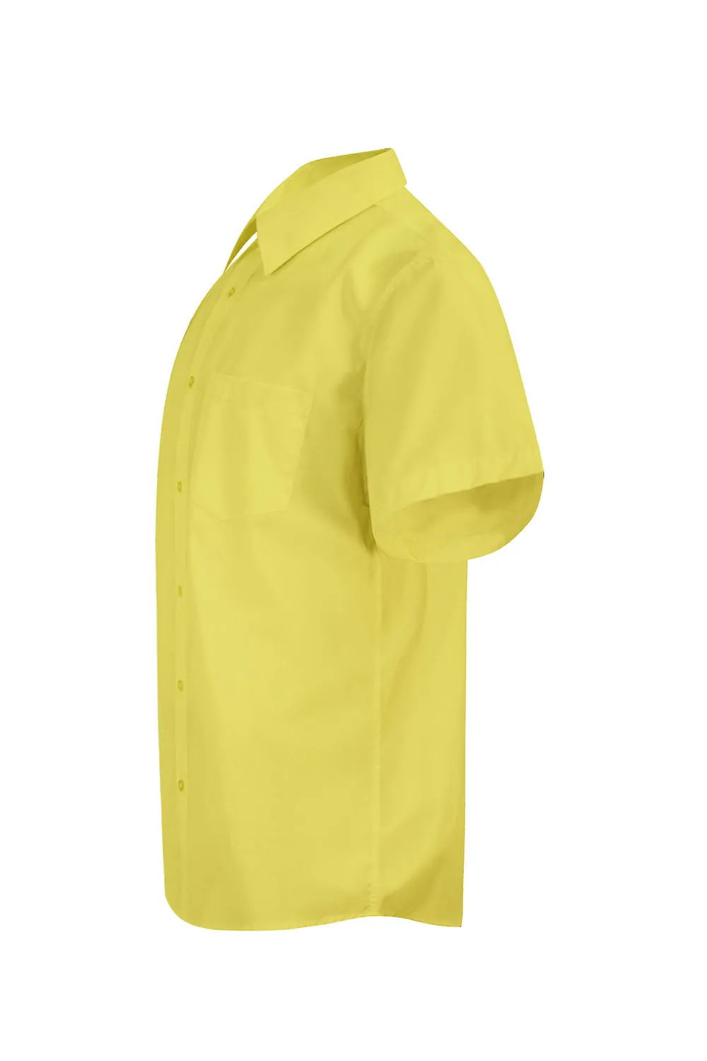 Men's Regular Fit Short Sleeve Solid Color Dress Shirts (Lemon)