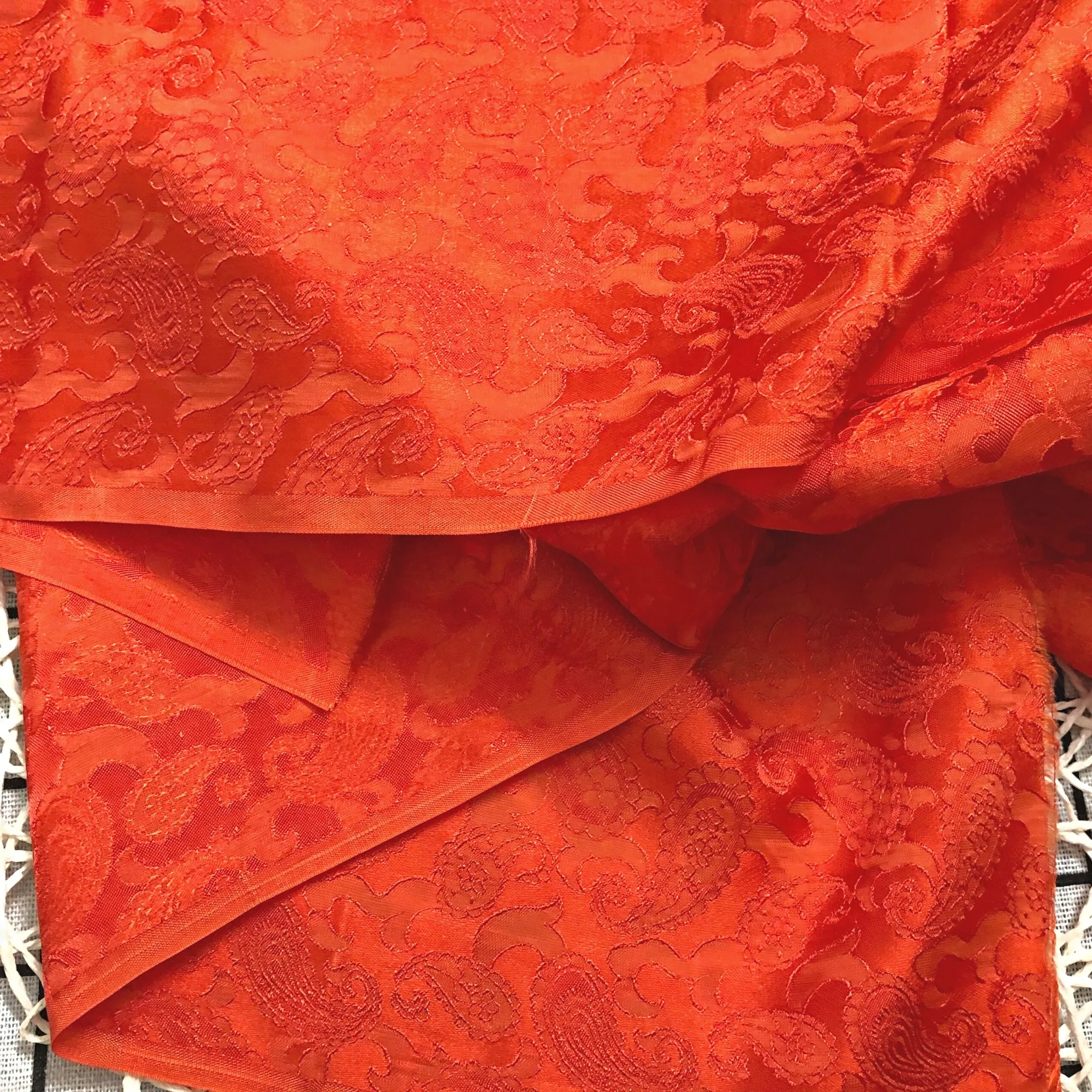 Mulberry Silk Pattern Fabric – Dragonfly Pattern – Silk for Sewing – Orange Pattern Silk Fabric