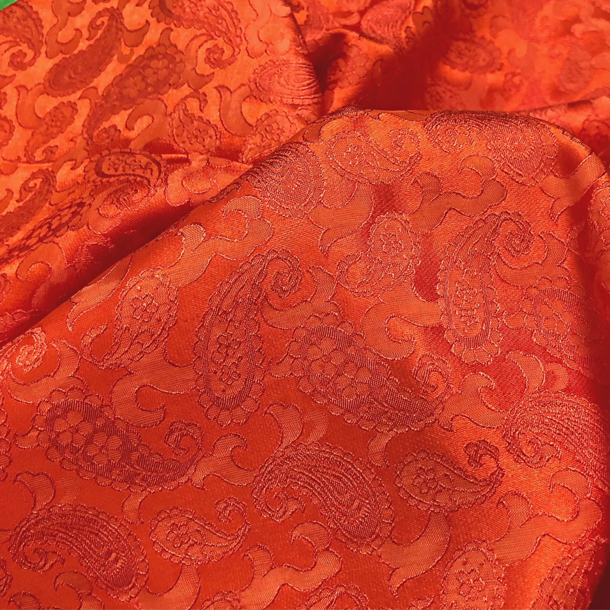 Mulberry Silk Pattern Fabric – Dragonfly Pattern – Silk for Sewing – Orange Pattern Silk Fabric