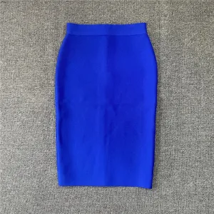 Multi-color Zipper Back Split Hem Pencil Skirts