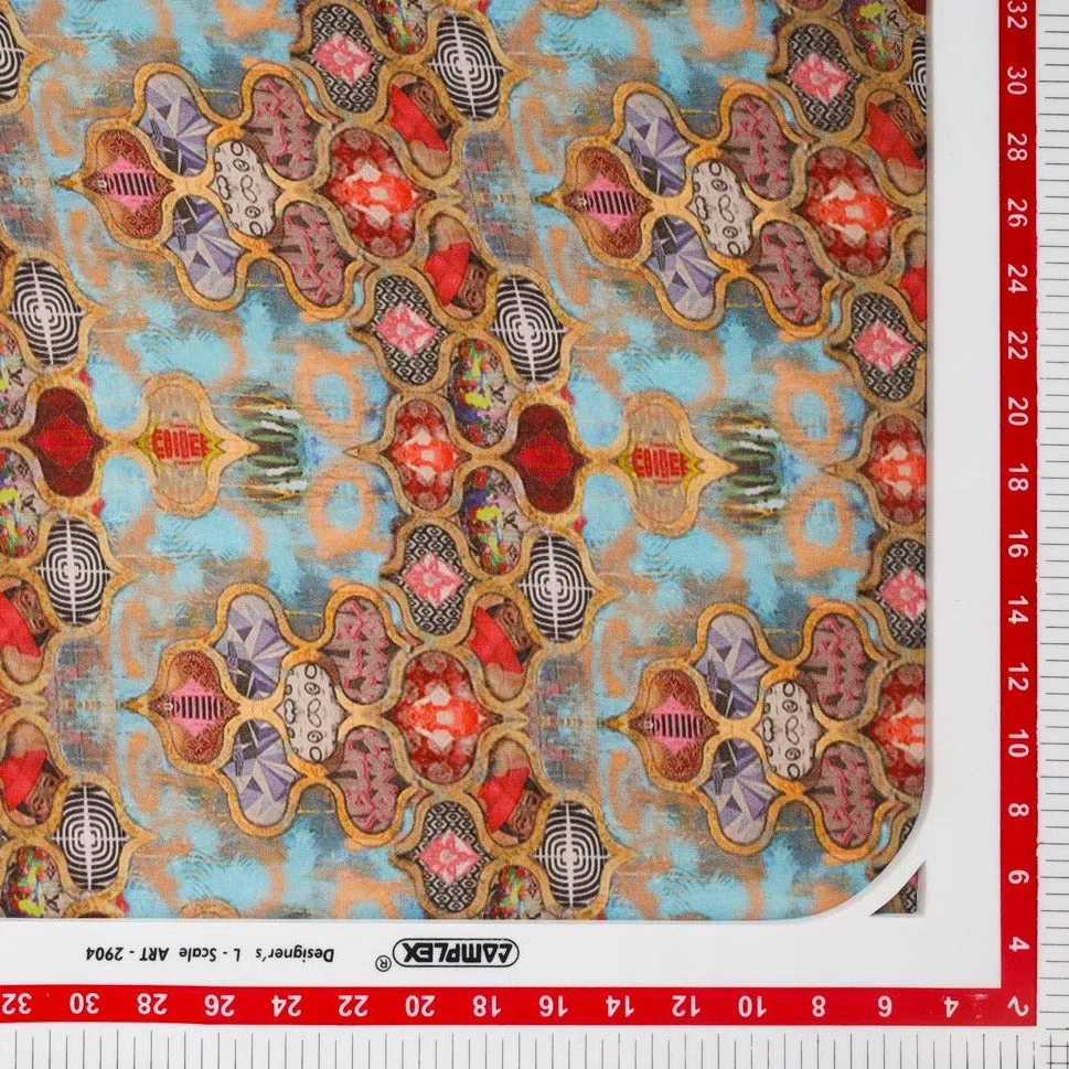 Multicolor Traditional Print Georgette Fabric