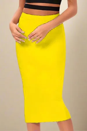 Pencil High Waist Bandage Midi Skirt - Sun Yellow