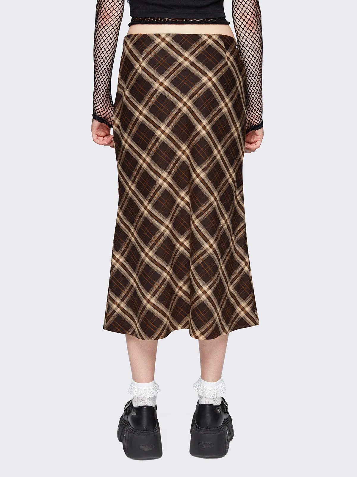 Prim Plaid Midi Skirt