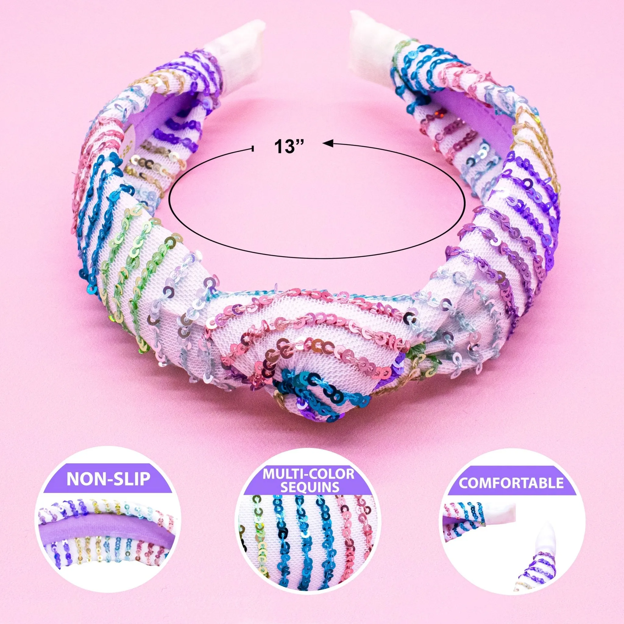 Rainbow Confetti Sequin Knot Headband