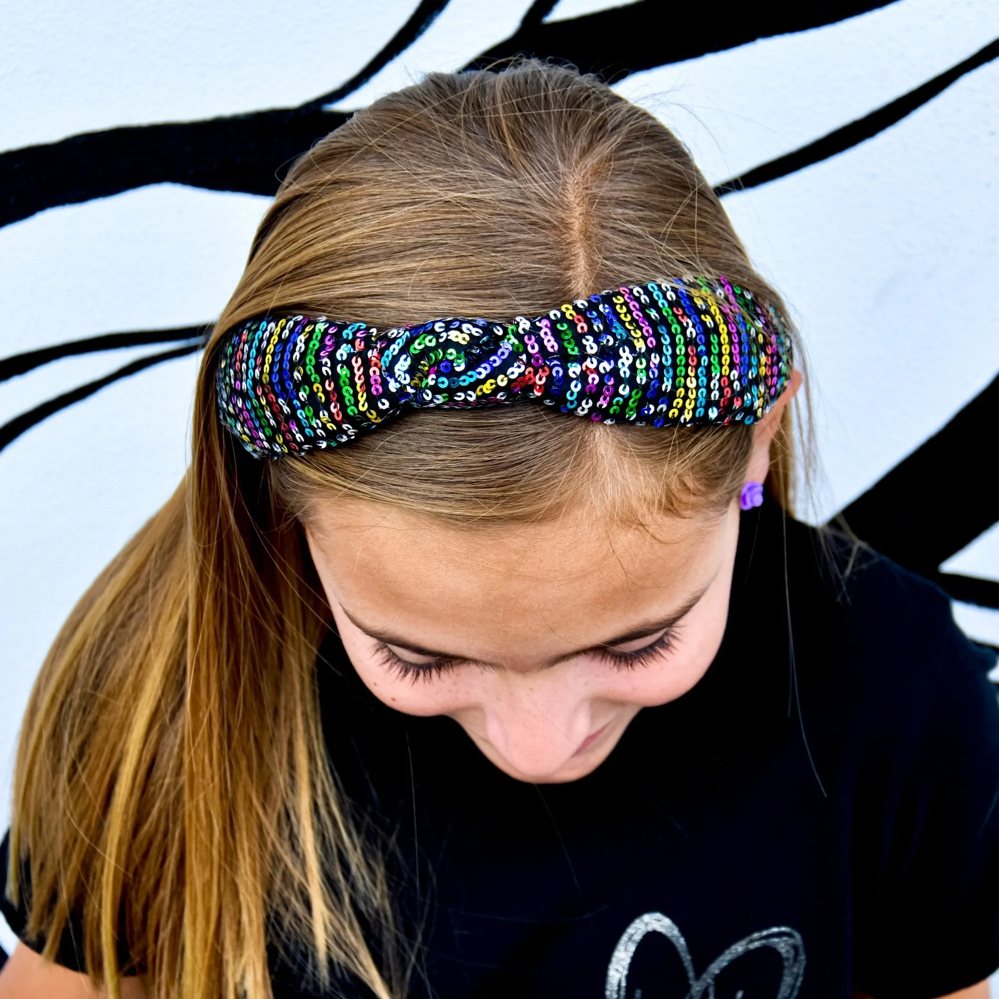 Rainbow Confetti Sequin Knot Headband