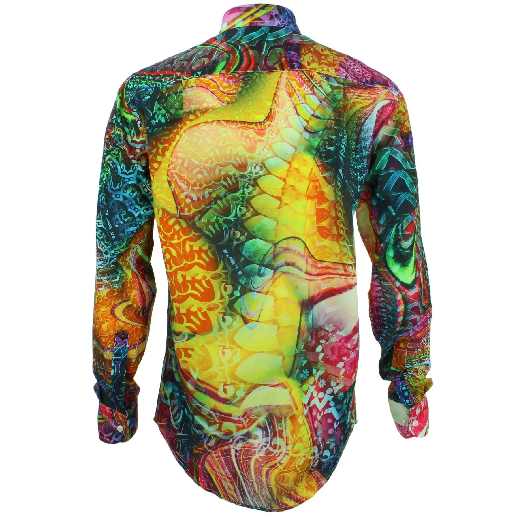 Regular Fit Long Sleeve Shirt - Red & Yellow Abstract