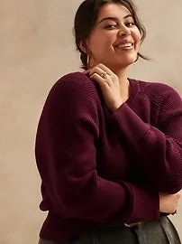 Ribbed Sweater in Responsible Wool in Bordeaux Burgundy