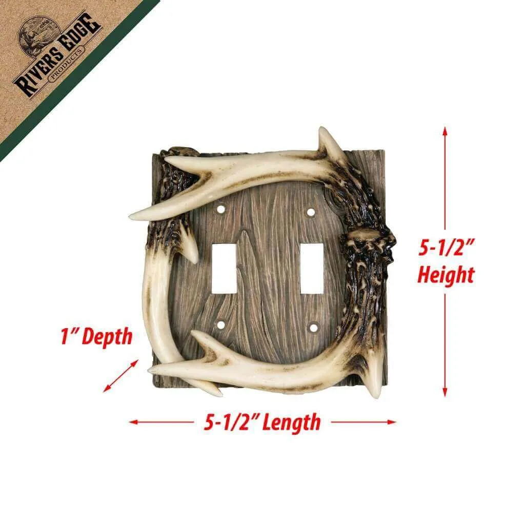 Rivers Edge Antler Double Switch Plate Cover