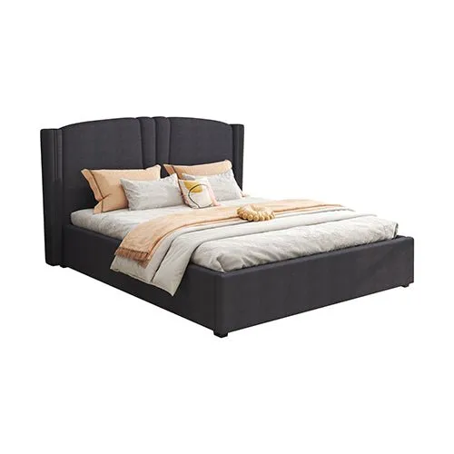 Roman Upholstered Double Bed with Gas Lift Storage - Black Velvet