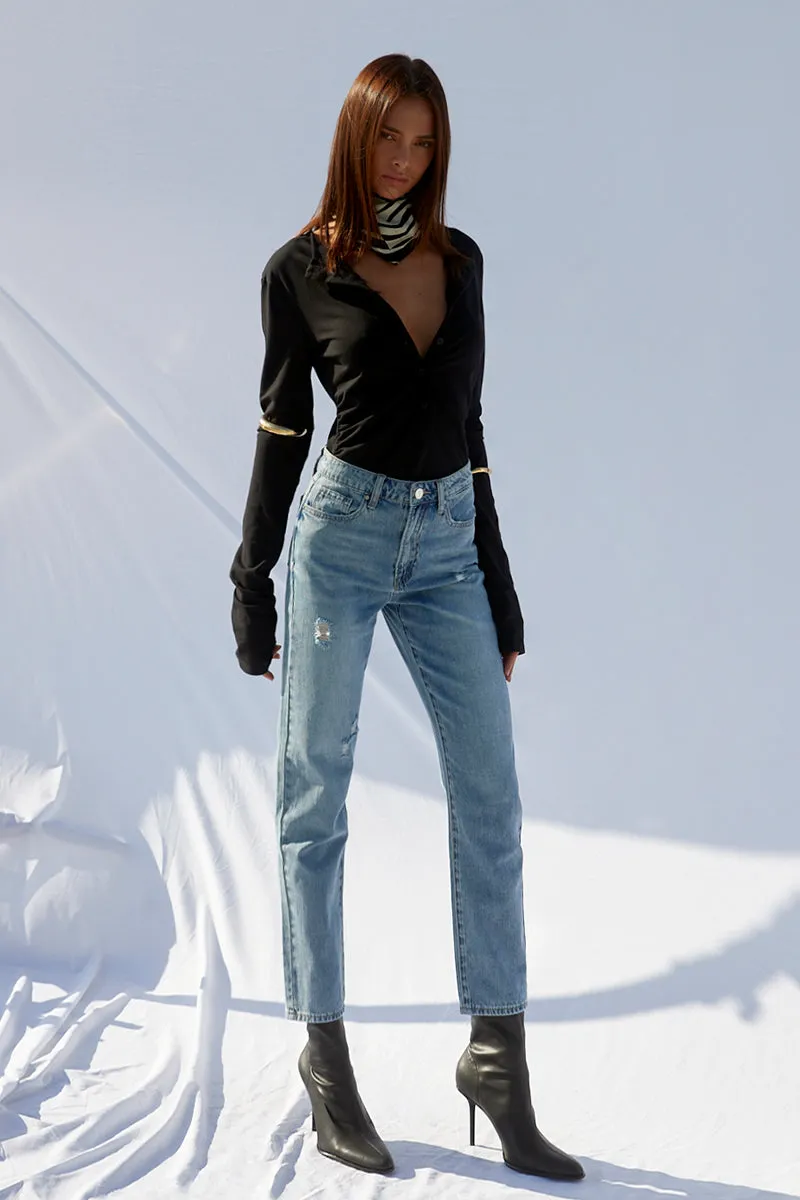 Shine On Me High Waist Straight Jeans