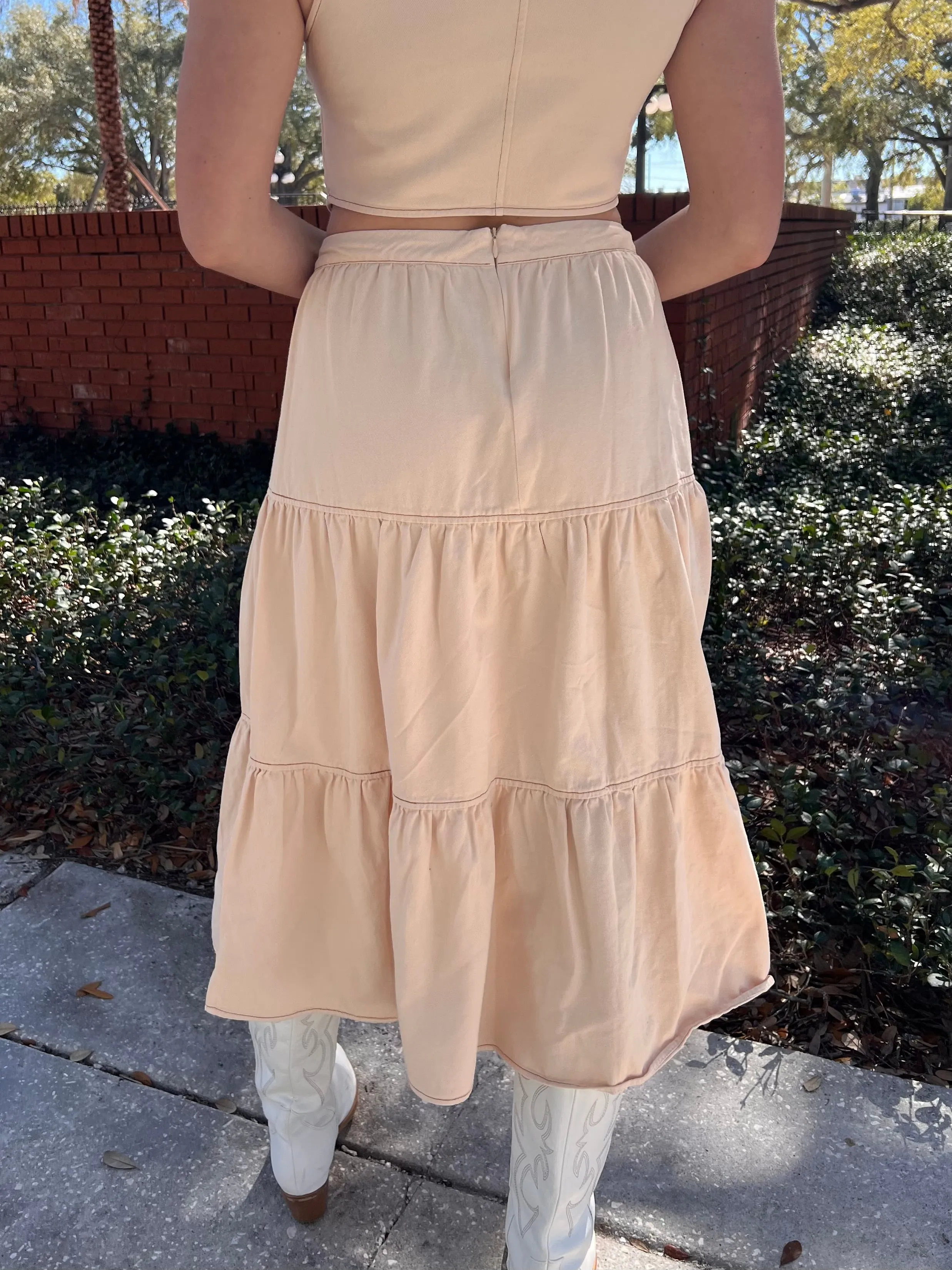 SOLEIL MIDI SKIRT IN CREAM