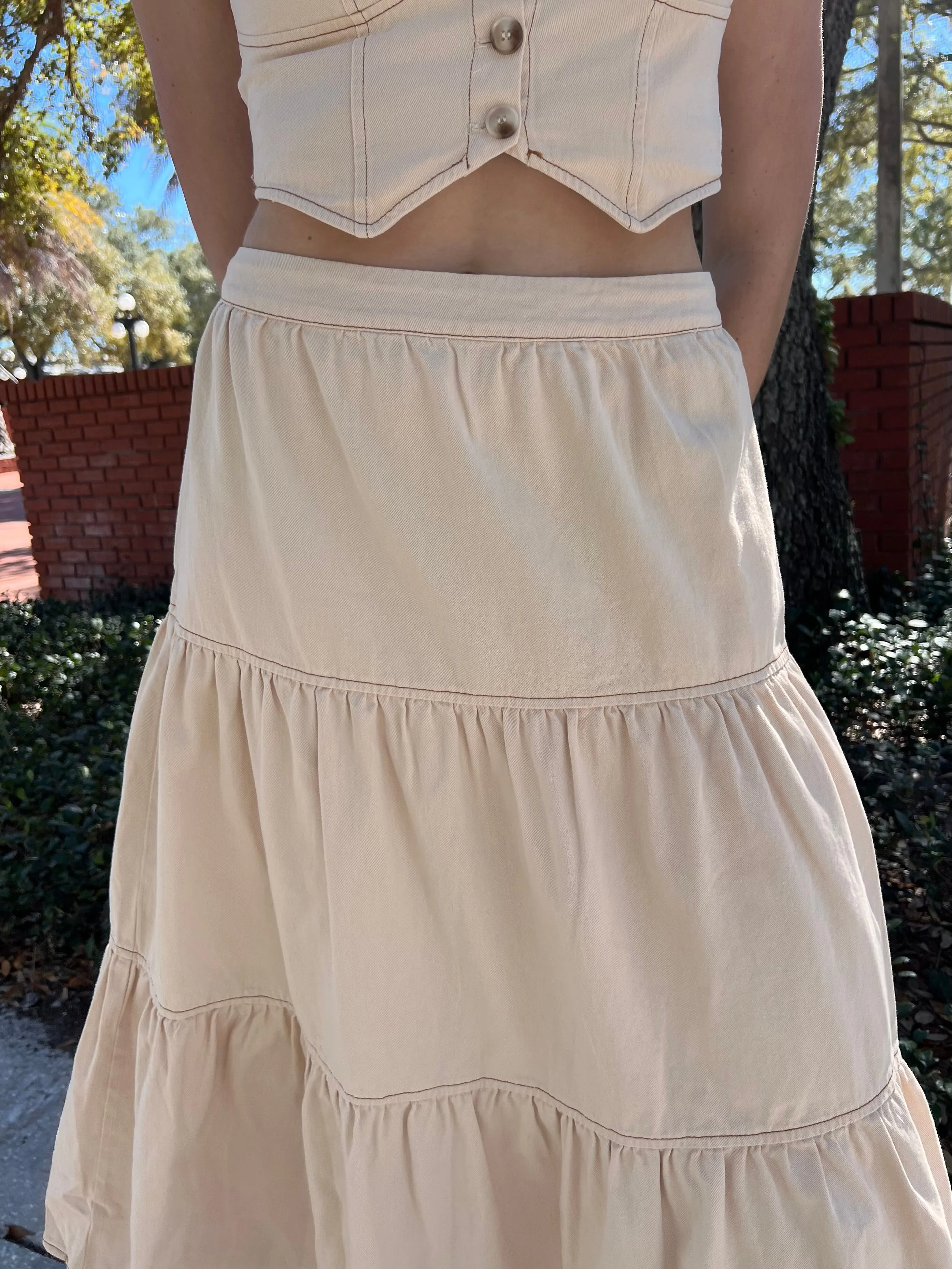 SOLEIL MIDI SKIRT IN CREAM