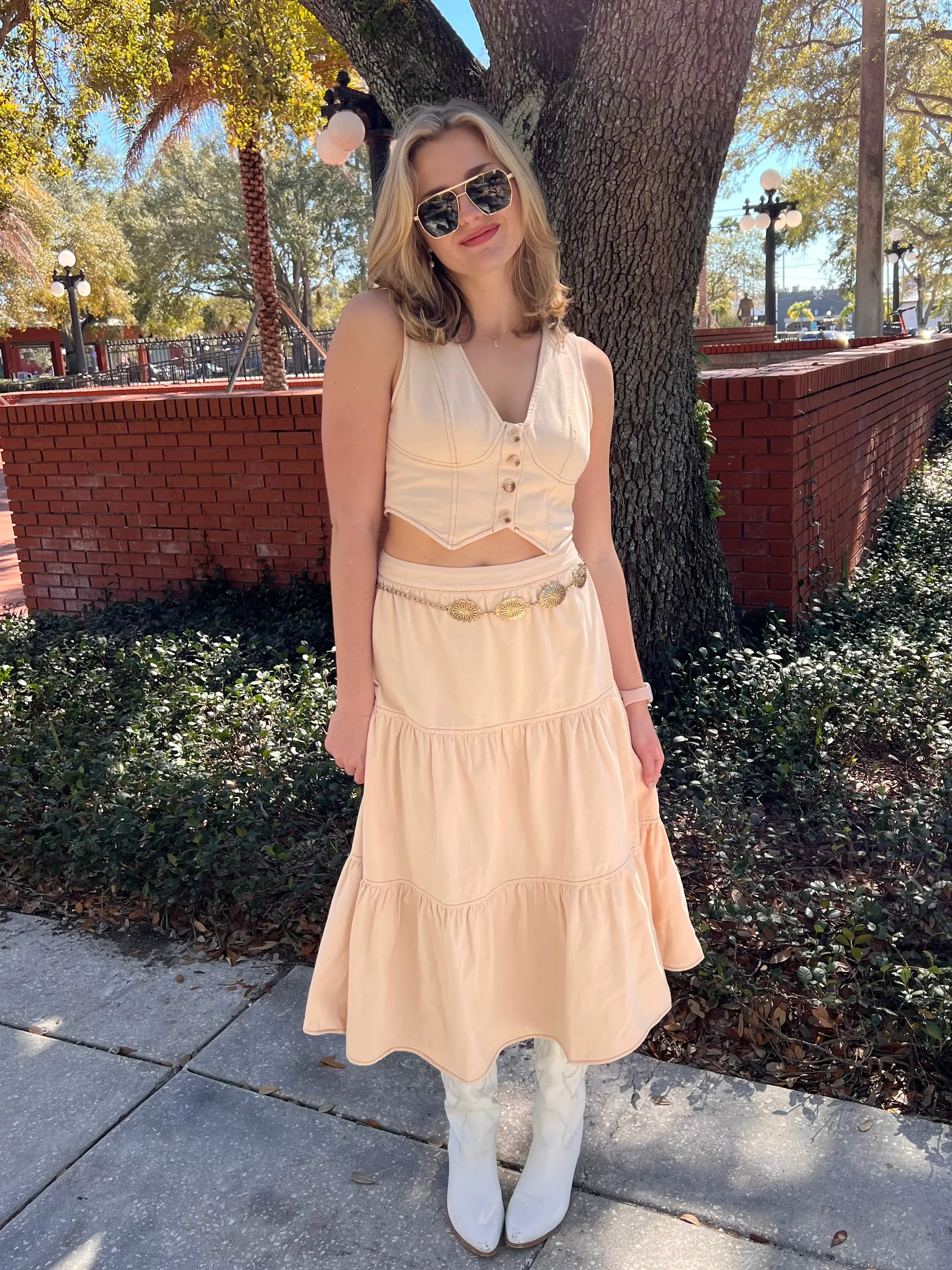 SOLEIL MIDI SKIRT IN CREAM