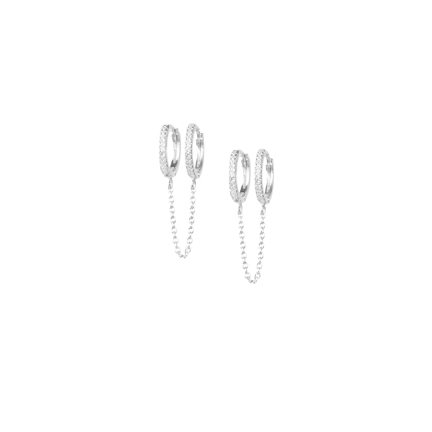 sterling double huggie chain earring