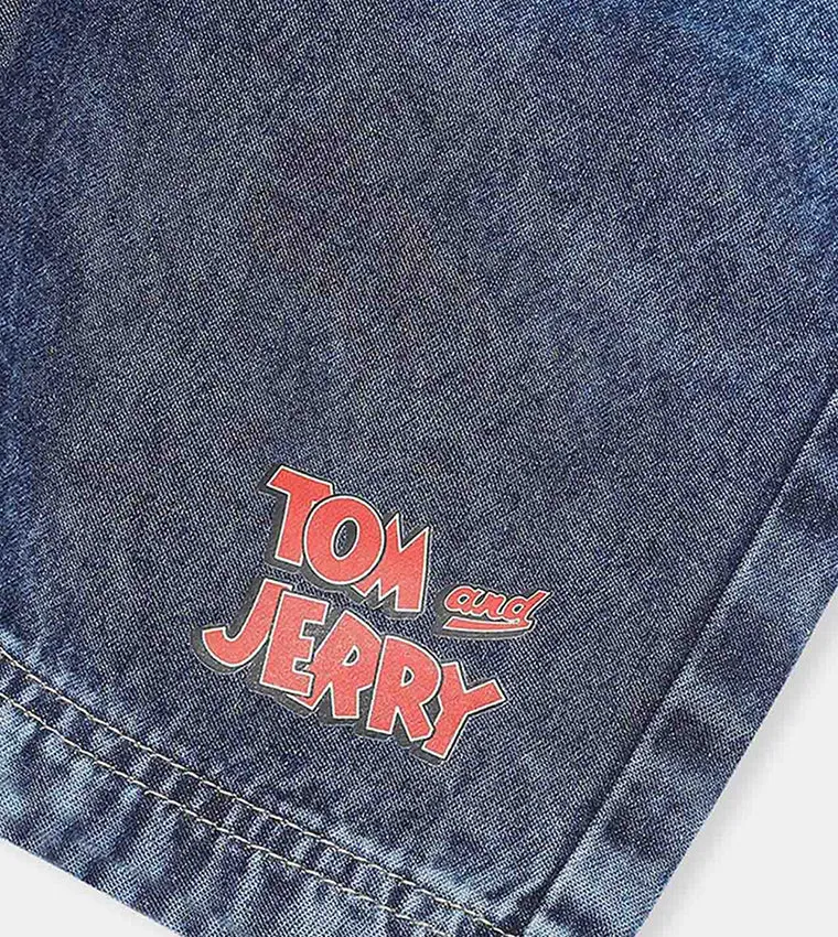 Tom & Jerry Printed Denim Shorts