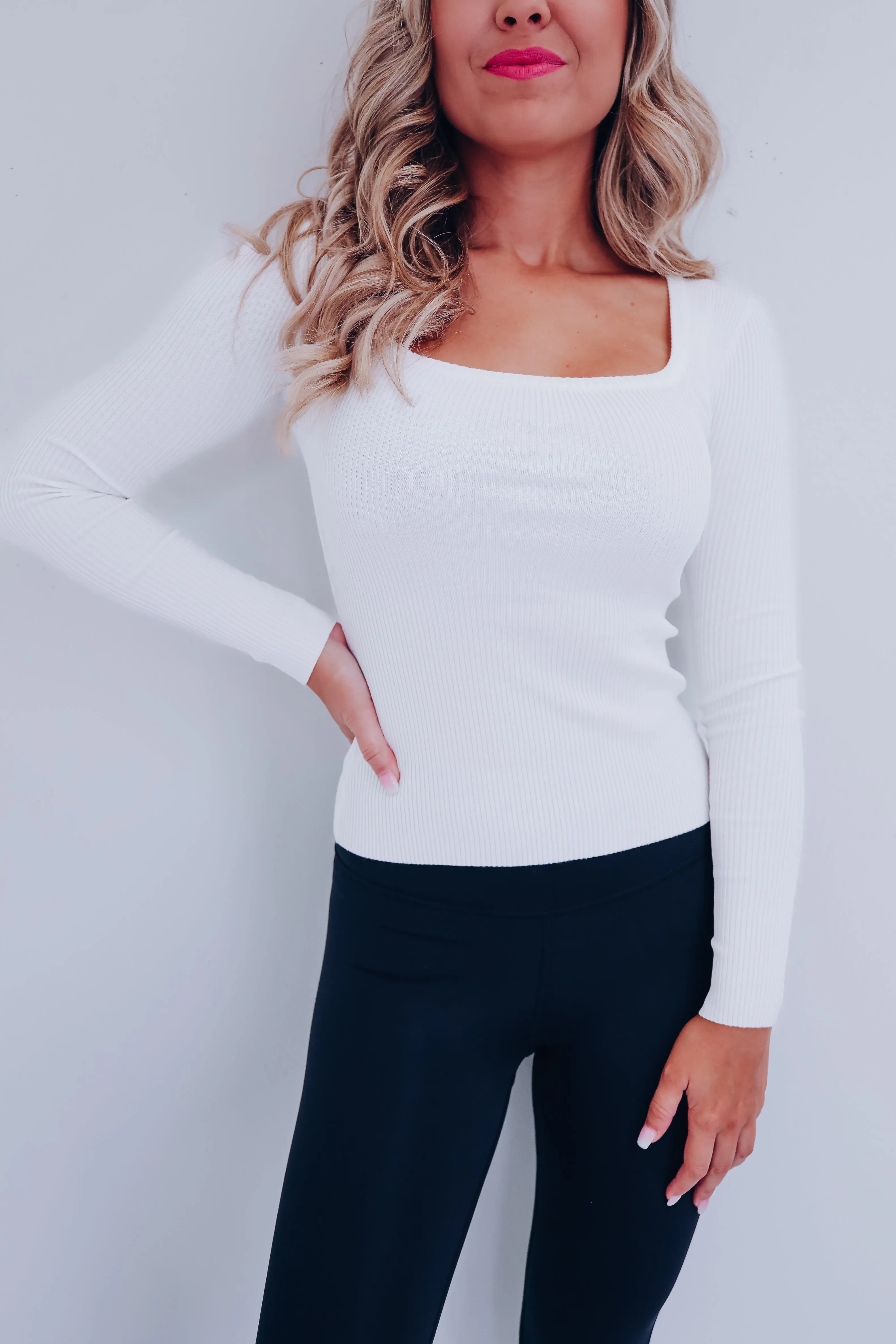 Touch Of Class Ribbed Knit Top - Ivory