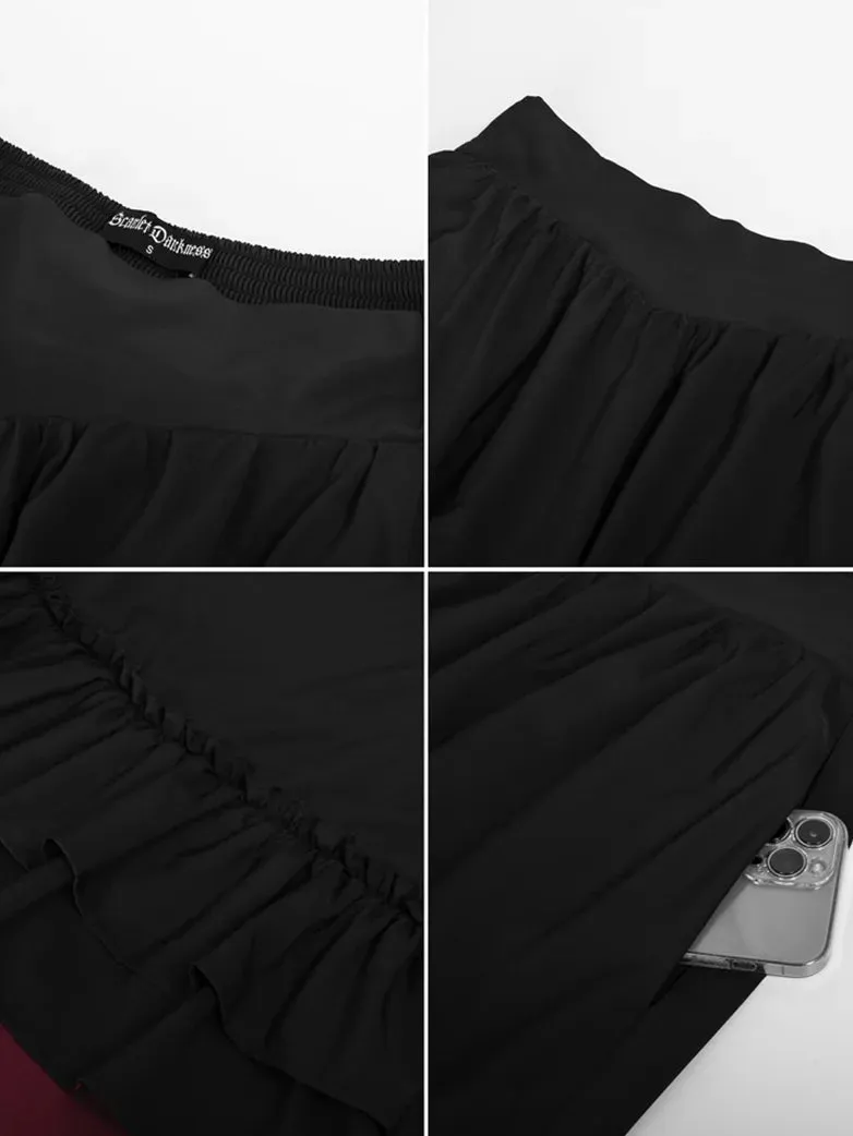 Victorian Dual Layer Ruffled Hem Back Adjustable Skirt