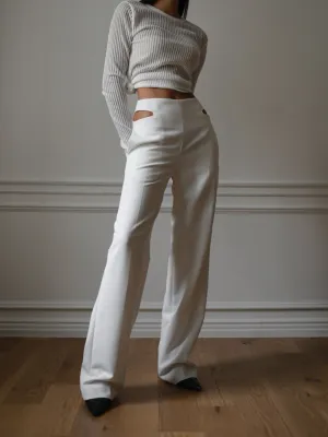 WAIST SPLIT DETAIL FLARED TROUSERS