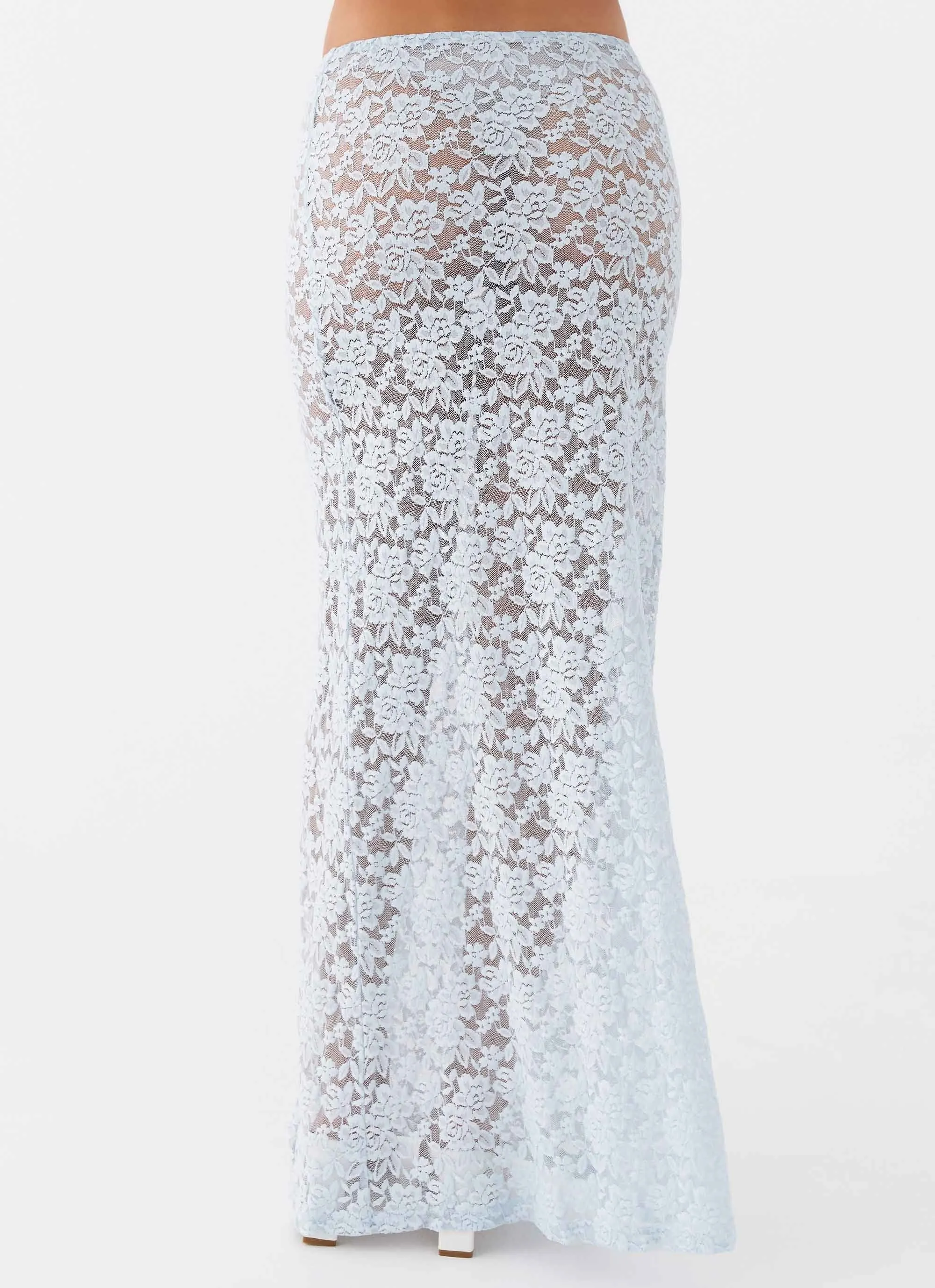 Zephyra Lace Maxi Skirt - Blue Cloud